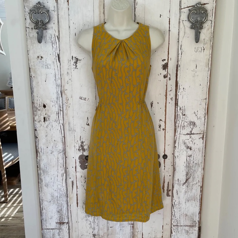 Anthropologie - Girls From Savoy Mustard Yellow printed a-line dress size 6